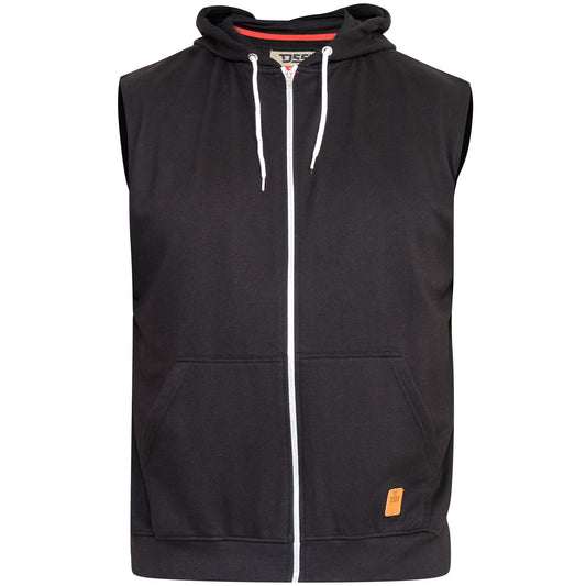 Black - Front - Duke Mens D555 Blake Kingsize Sleeveless Full Zip Hoodie