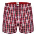 Navy Blue-Red - Lifestyle - Duke Mens D555 Plaid Woven Kingsize Boxer Shorts (Pack of 2)