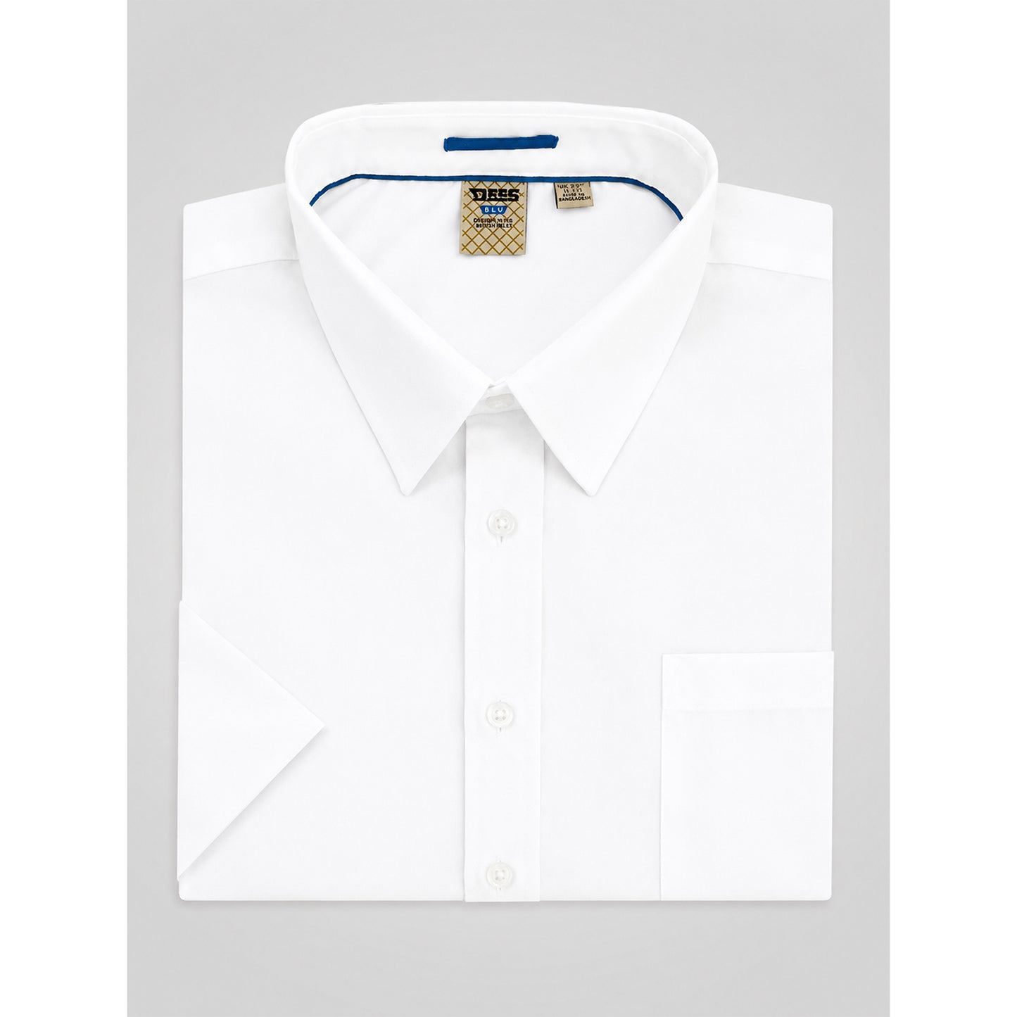 White - Close up - Duke Mens D555 Delmar Kingsize Short-Sleeved Shirt