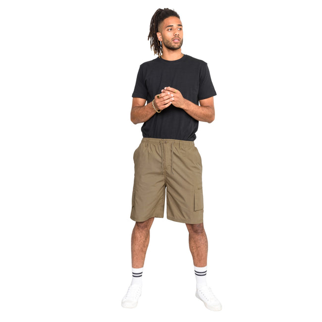 Sand - Side - Duke Mens D555 Nick Elasticated Waist Cargo Shorts