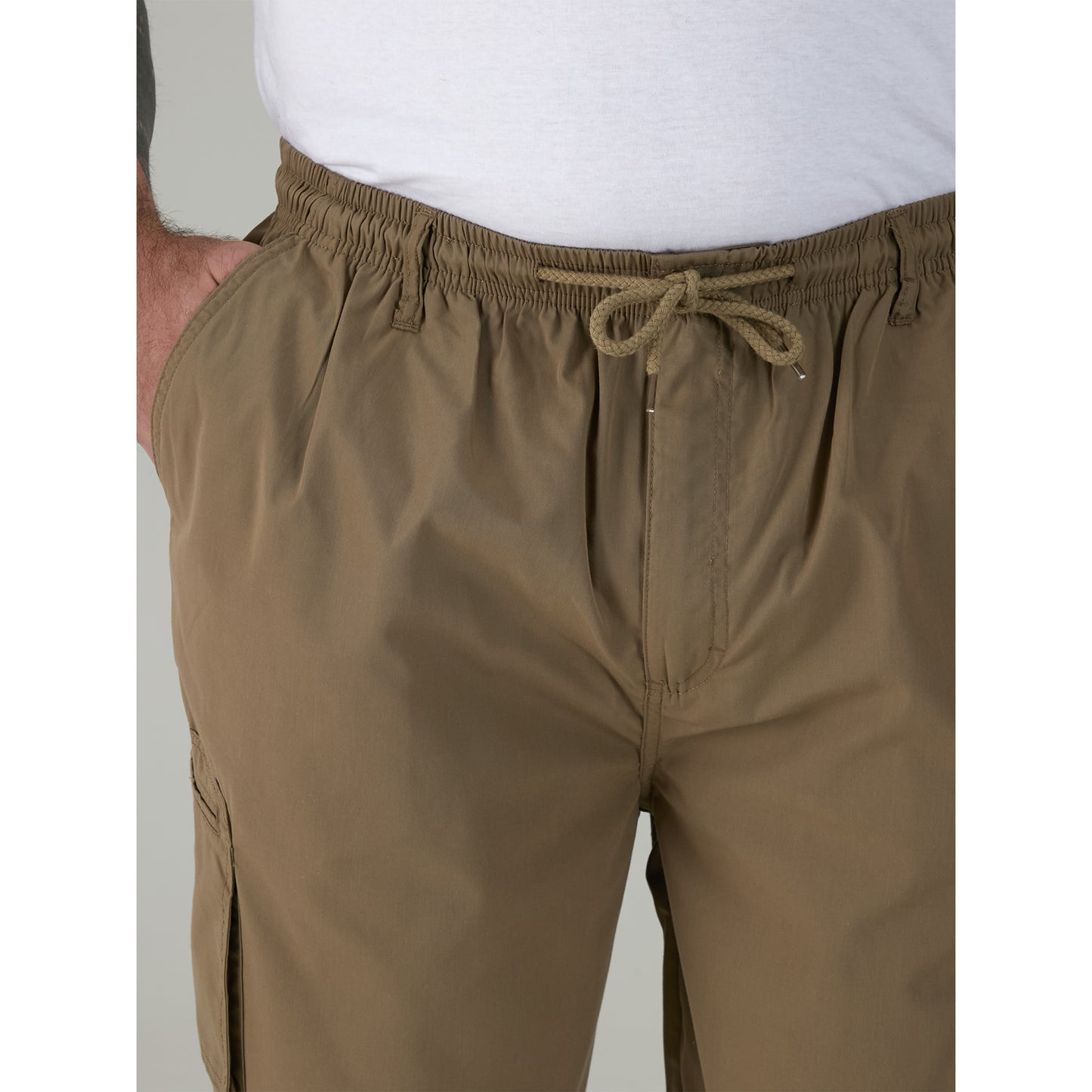 Sand - Close up - Duke Mens D555 Nick Elasticated Waist Cargo Shorts