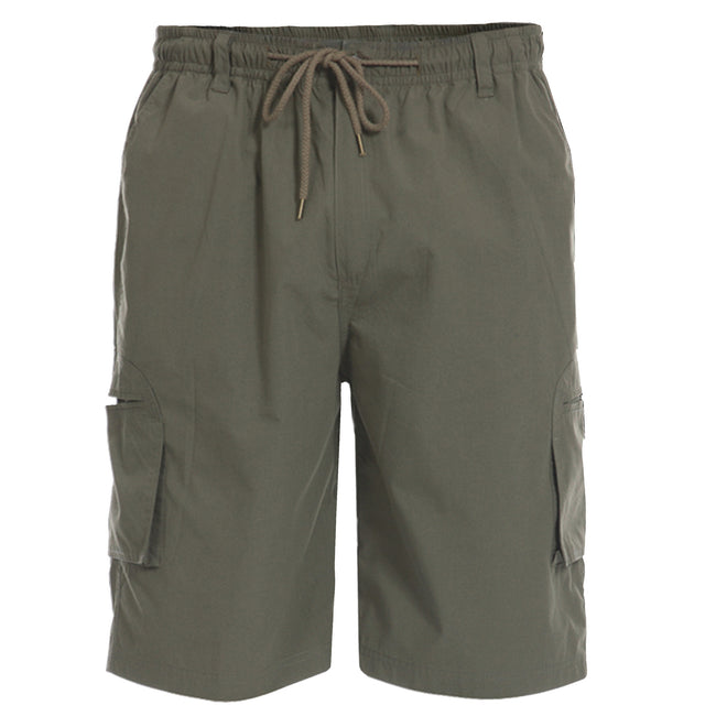 Khaki - Front - Duke Mens D555 Nick Elasticated Waist Cargo Shorts
