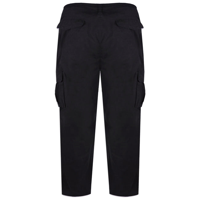 Black - Back - Duke Mens D555 Robert Peached Washed Cargo Trousers