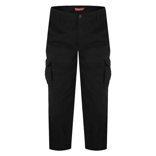 Black - Front - Duke Mens D555 Robert Peached Washed Cargo Trousers
