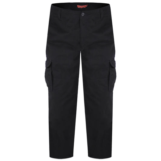 Black - Front - Duke Mens D555 Robert Peached Washed Cargo Trousers