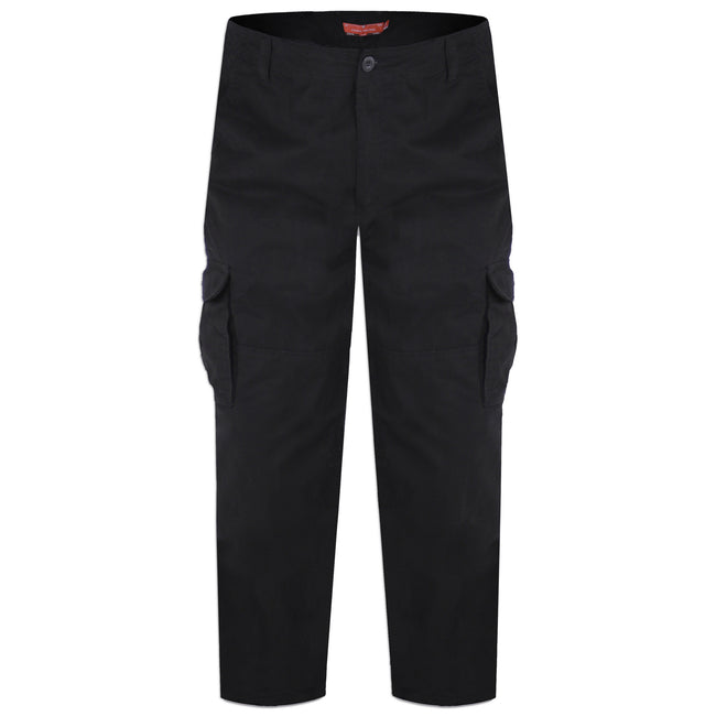 Black - Front - Duke Mens D555 Robert Peached Washed Cargo Trousers