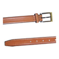 Tan - Side - Duke Mens D555 Anthony Stitched Leather Square Buckle Belt