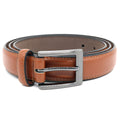 Tan - Front - D555 Mens Anthony Square Buckle Edge Stitched Leather Belt