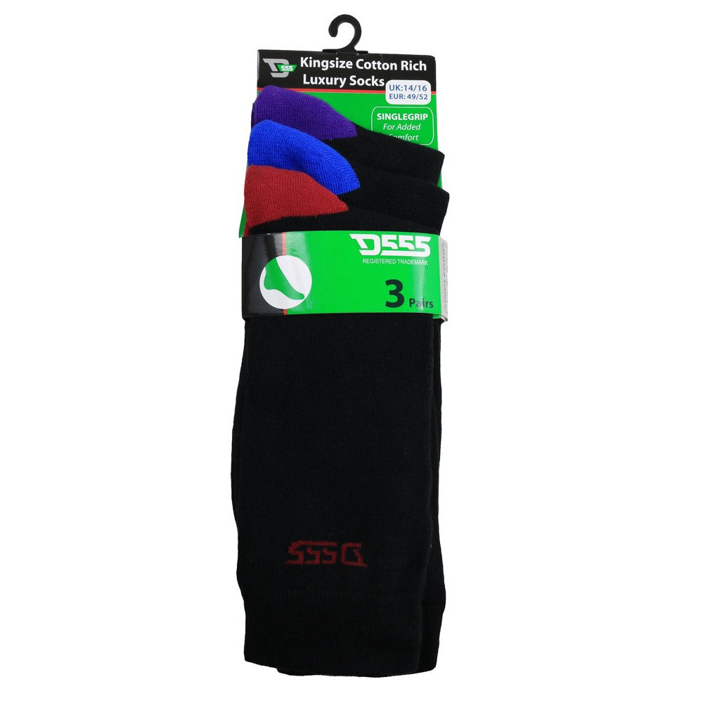 Blue-Red-Purple - Back - Duke Mens D555 Pheonix Cotton Kingsize Socks (Pack of 3)