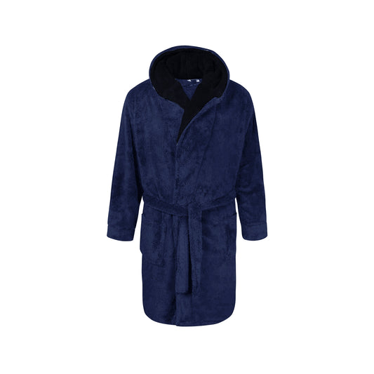 Navy - Front - Duke Mens D555 Newquay Hooded Kingsize Dressing Gown