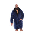 Navy - Side - D555 Mens Newquay Kingsize Hooded Dressing Gown