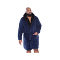 Navy - Side - Duke Mens D555 Newquay Hooded Kingsize Dressing Gown