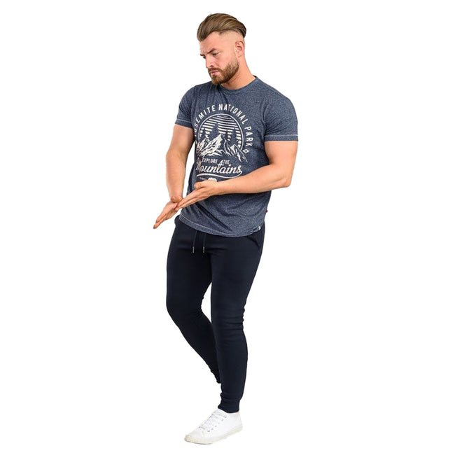 Navy - Side - Duke Mens D555 Brandon Cuffed Kingsize Jogging Bottoms