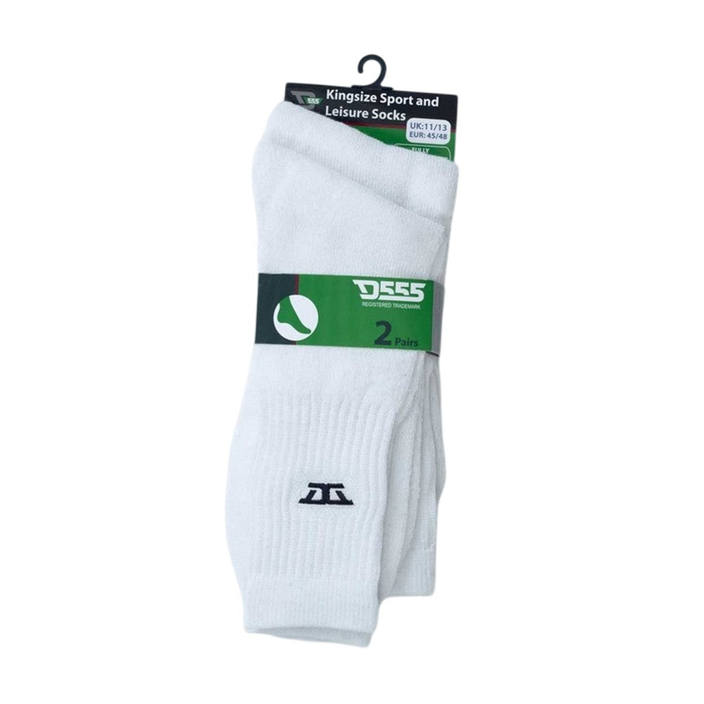 White - Back - Duke Mens D555 Logan Kingsize Socks (Pack of 2)