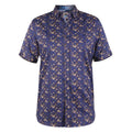Navy-Brown - Front - Duke Mens D555 Kingston Floral Kingsize Short-Sleeved Shirt