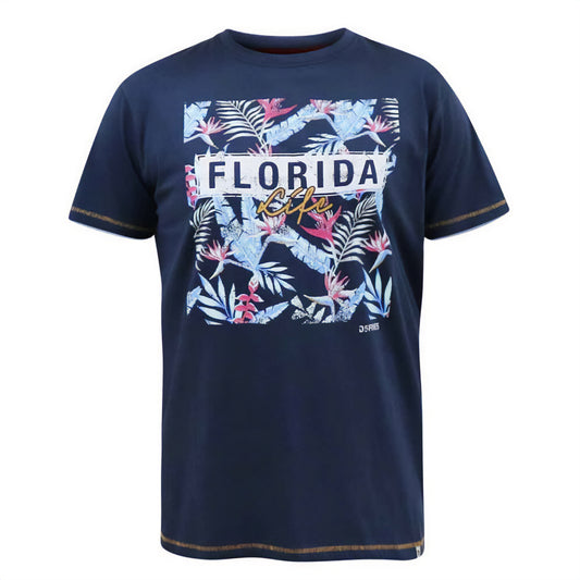Navy - Front - Duke Mens D555 Prestwick Florida Floral Kingsize T-Shirt