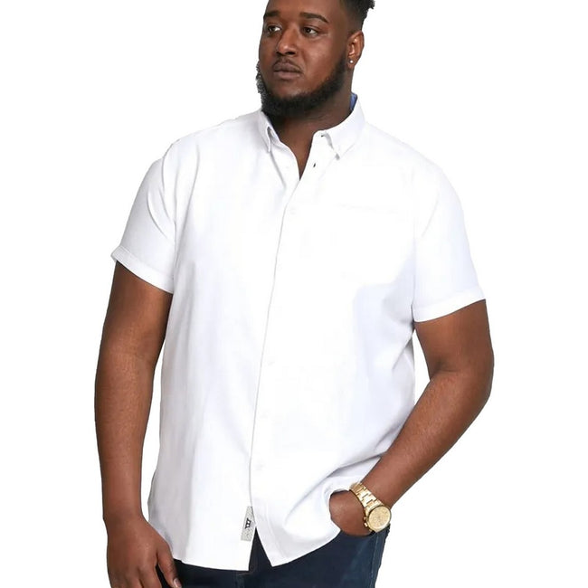 White - Side - Duke Mens D555 James Oxford Kingsize Short-Sleeved Shirt
