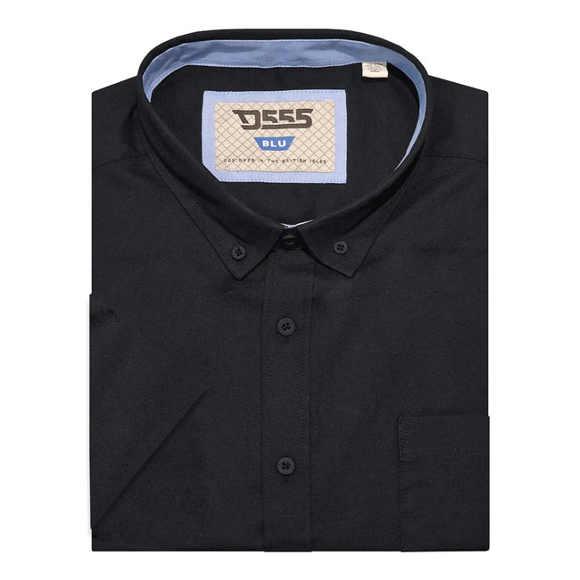 Black - Side - Duke Mens D555 James Oxford Kingsize Short-Sleeved Shirt