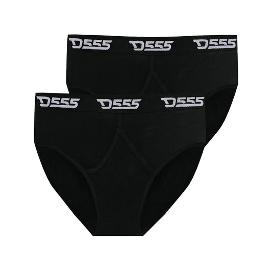Black - Front - Duke Mens D555 Thompson Cotton Kingsize Briefs (Pack of 2)