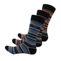 Red-Orange-Blue - Front - D555 Mens Roxton Striped Cotton Kingsize Ankle Socks (Pack Of 3)