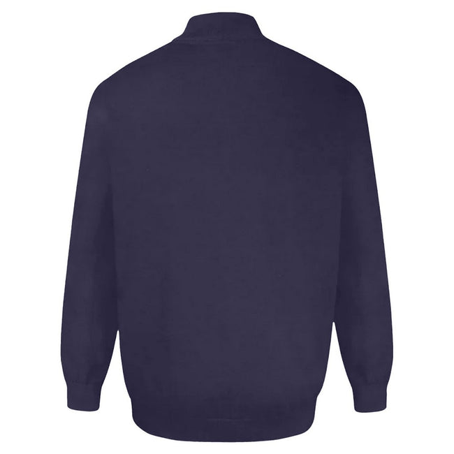 Navy - Back - Duke Mens D555 Franco 2 Knitted Full Zip Kingsize Sweatshirt