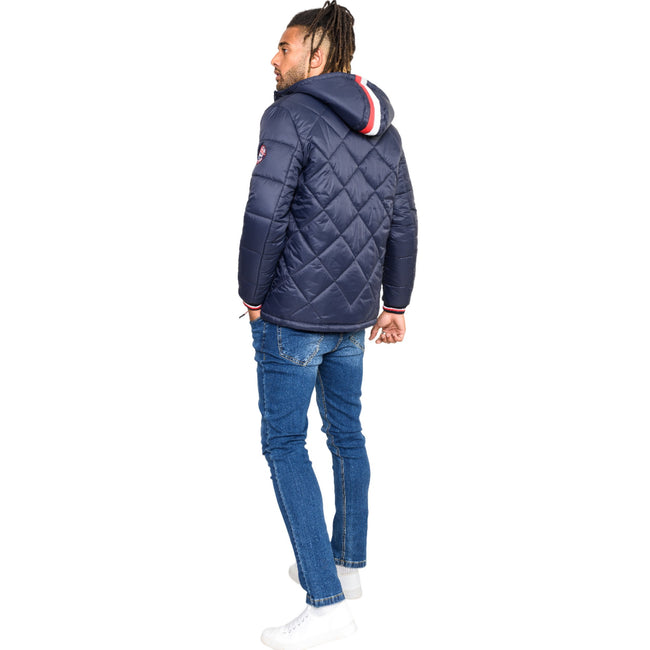 Navy - Side - Duke Mens D555 Angus Diamond Quilted Kingsize Puffer Jacket
