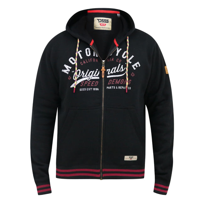 Black - Front - Duke Mens D555 Patrick Text Kingsize Full Zip Hoodie
