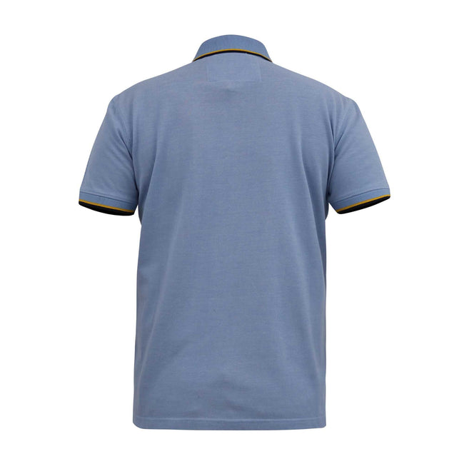 Blue - Back - Duke Mens D555 Talbot Pique Jacquard Kingsize Polo Shirt