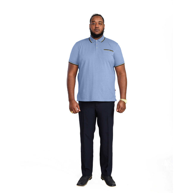 Blue - Side - Duke Mens D555 Talbot Pique Jacquard Kingsize Polo Shirt