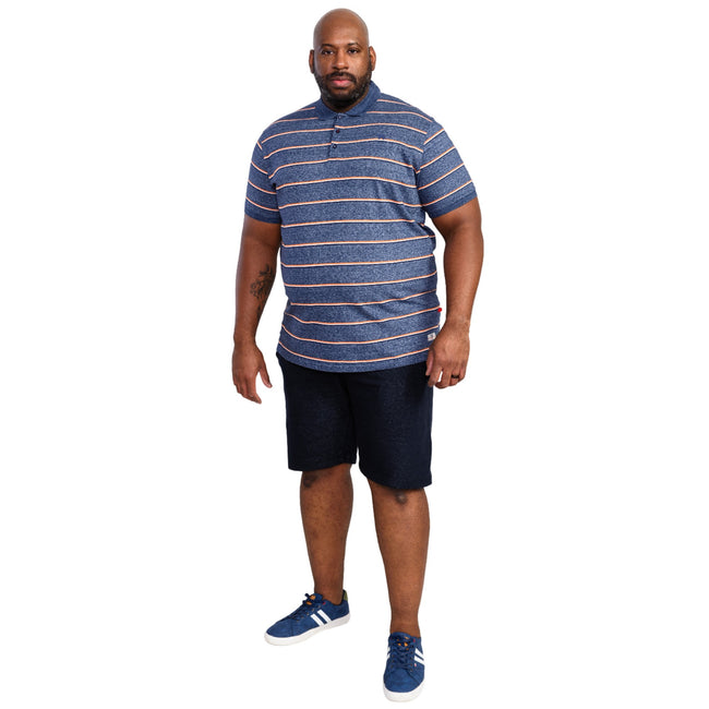 Navy - Lifestyle - Duke Mens D555 Humber Stripe Jersey Kingsize Polo Shirt