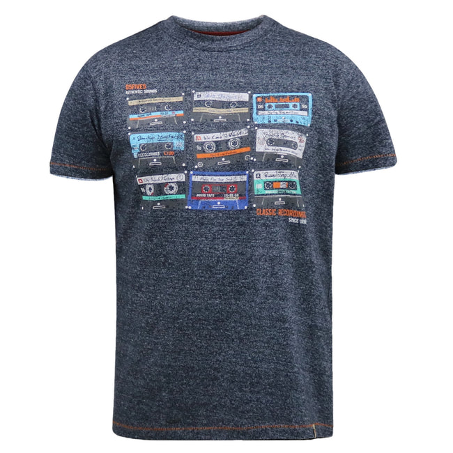 Navy Twist - Front - Duke Mens D555 Apsey Cassette Tape Kingsize T-Shirt