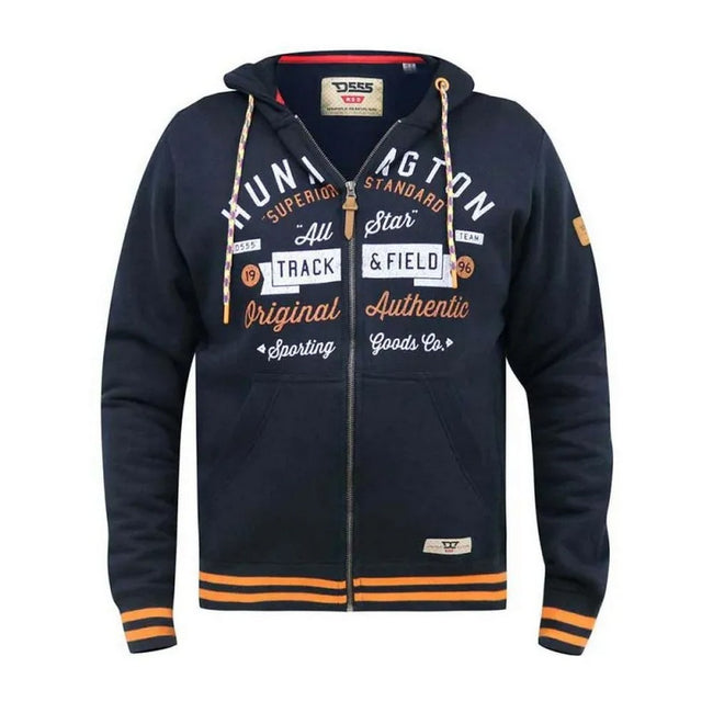 Navy - Front - Duke Mens D555 Flanders Printed Full Zip Hoodie