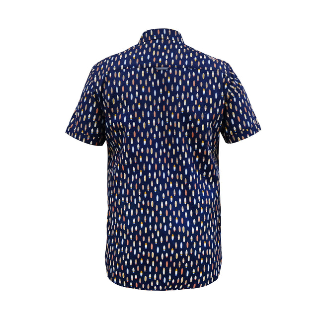 Navy - Back - Duke Mens D555 Hackford Surfboard Button-Down Kingsize Short-Sleeved Shirt