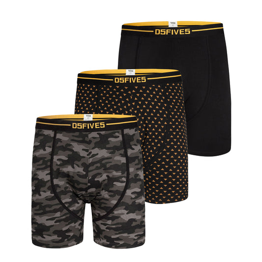 Black - Front - Duke Mens D555 Sylvester Printed Stretch Kingsize Boxer Shorts (Pack of 3)