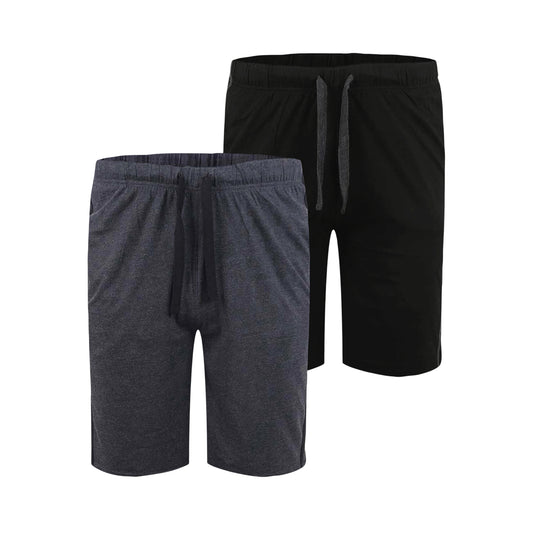 Black-Charcoal - Front - Duke Mens D555 Ryan Elasticated Waist Kingsize Jersey Shorts (Pack of 2)