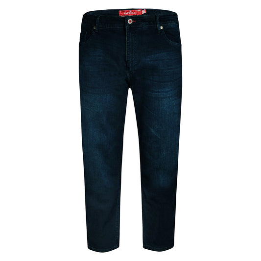Blue Black - Front - Duke Mens D555 Daniel Tapered Leg Kingsize Jeans