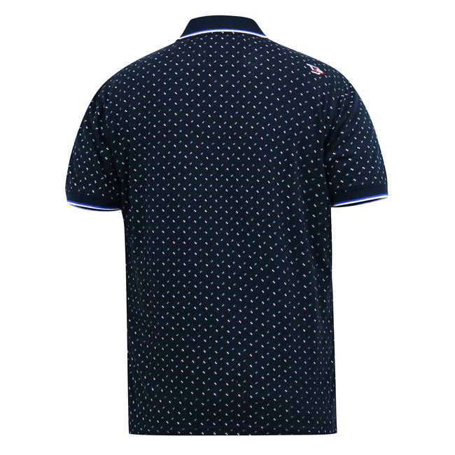 Navy - Back - Duke Mens D555 Oakley All-Over Print Jersey Kingsize Polo Shirt