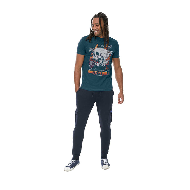 Navy - Side - Duke Mens Neal D555 Skull Crew Neck Kingsize T-Shirt