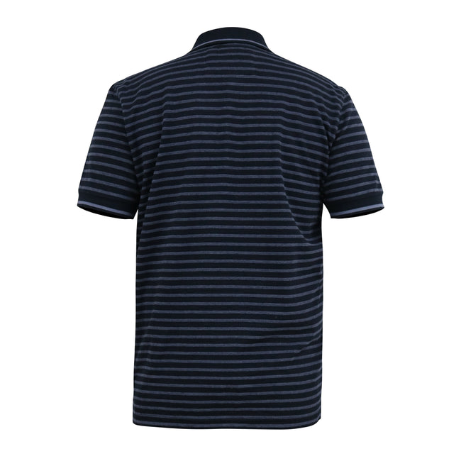 Navy-Teal - Back - Duke Mens D555 Rosemary Stripe Jersey Woven Kingsize Polo Shirt
