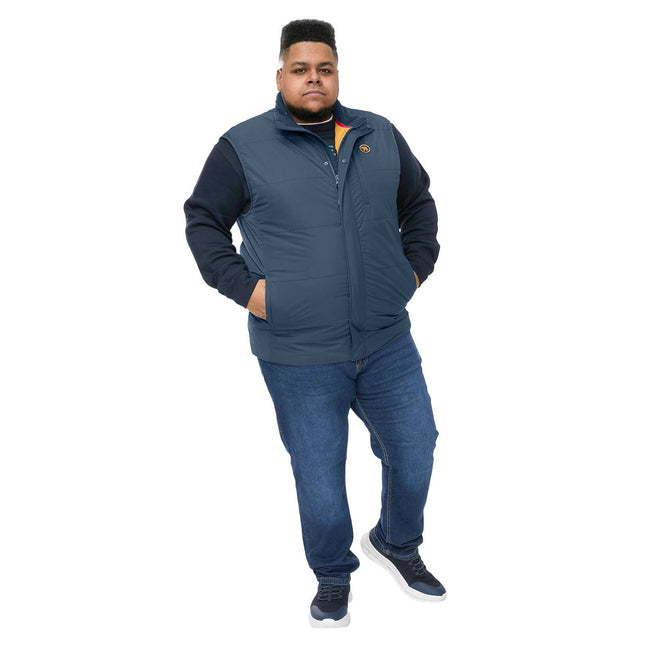 Navy - Side - Duke Mens D555 Felipe 2 Front Zip Padded Kingsize Gilet
