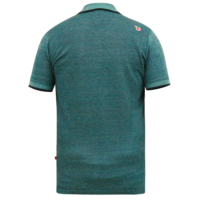 Teal - Back - Duke Mens D555 Troy Textured Kingsize Polo Shirt