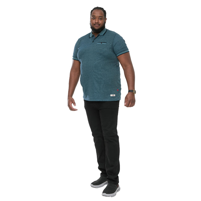 Teal - Side - Duke Mens D555 Troy Textured Kingsize Polo Shirt