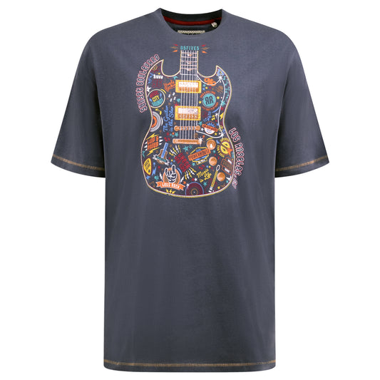 Denim - Front - Duke Mens D555 Stockport Guitar Kingsize T-Shirt