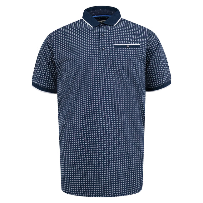 Navy - Front - Duke Mens D555 Coventry All-Over Print Kingsize Polo Shirt