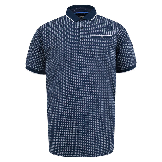 Navy - Front - Duke Mens D555 Coventry All-Over Print Kingsize Polo Shirt