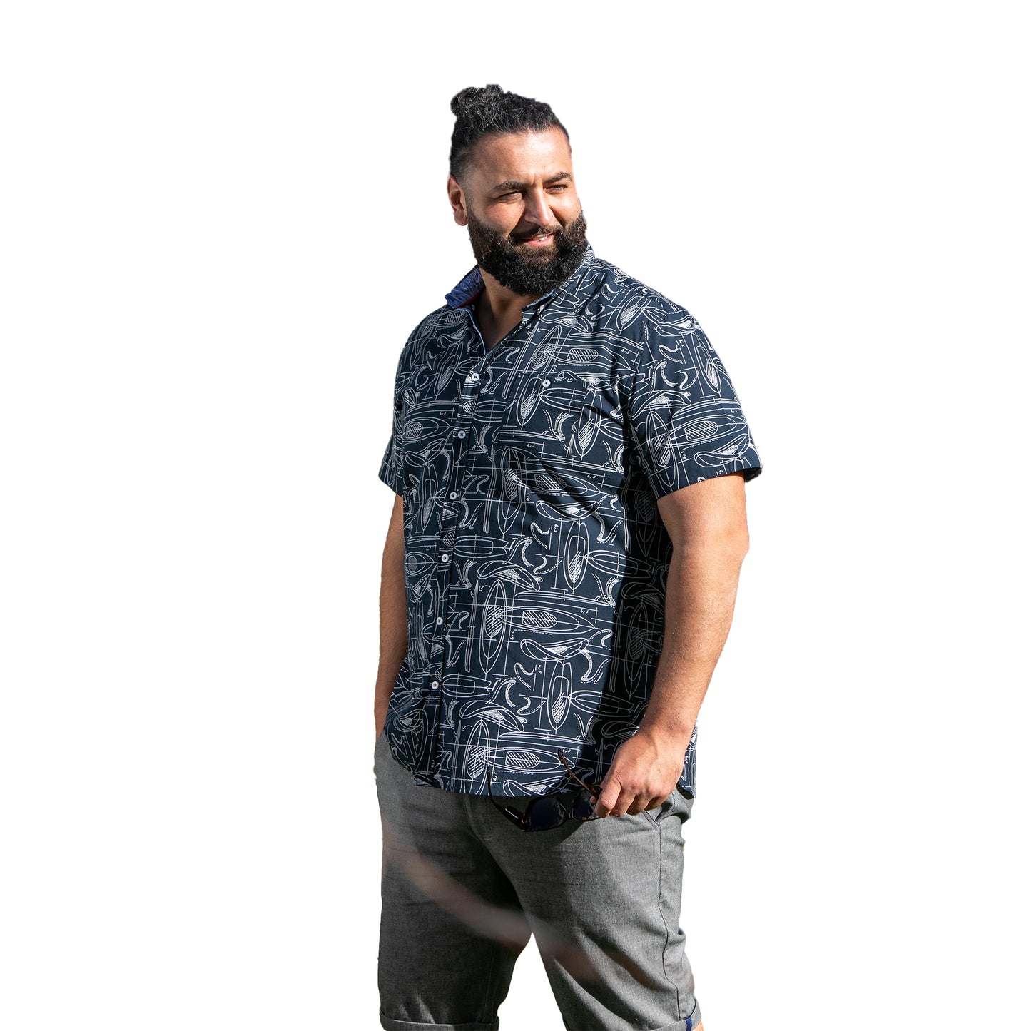 Navy - Back - Duke Mens D555 Worthing Surfboard Short-Sleeved Shirt