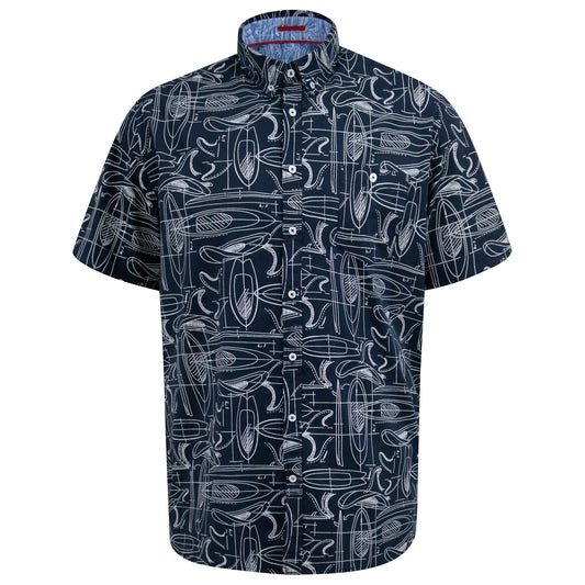 Navy - Front - Duke Mens D555 Worthing Surfboard Kingsize Short-Sleeved Shirt