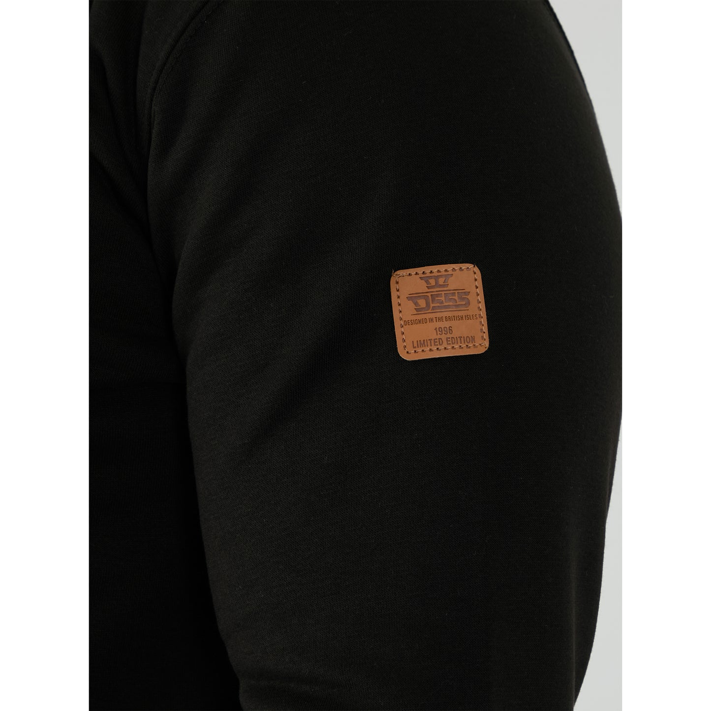 Black - Close up - Duke Mens D555 Russel Embroidered Logo Fleece Kingsize Sweatshirt