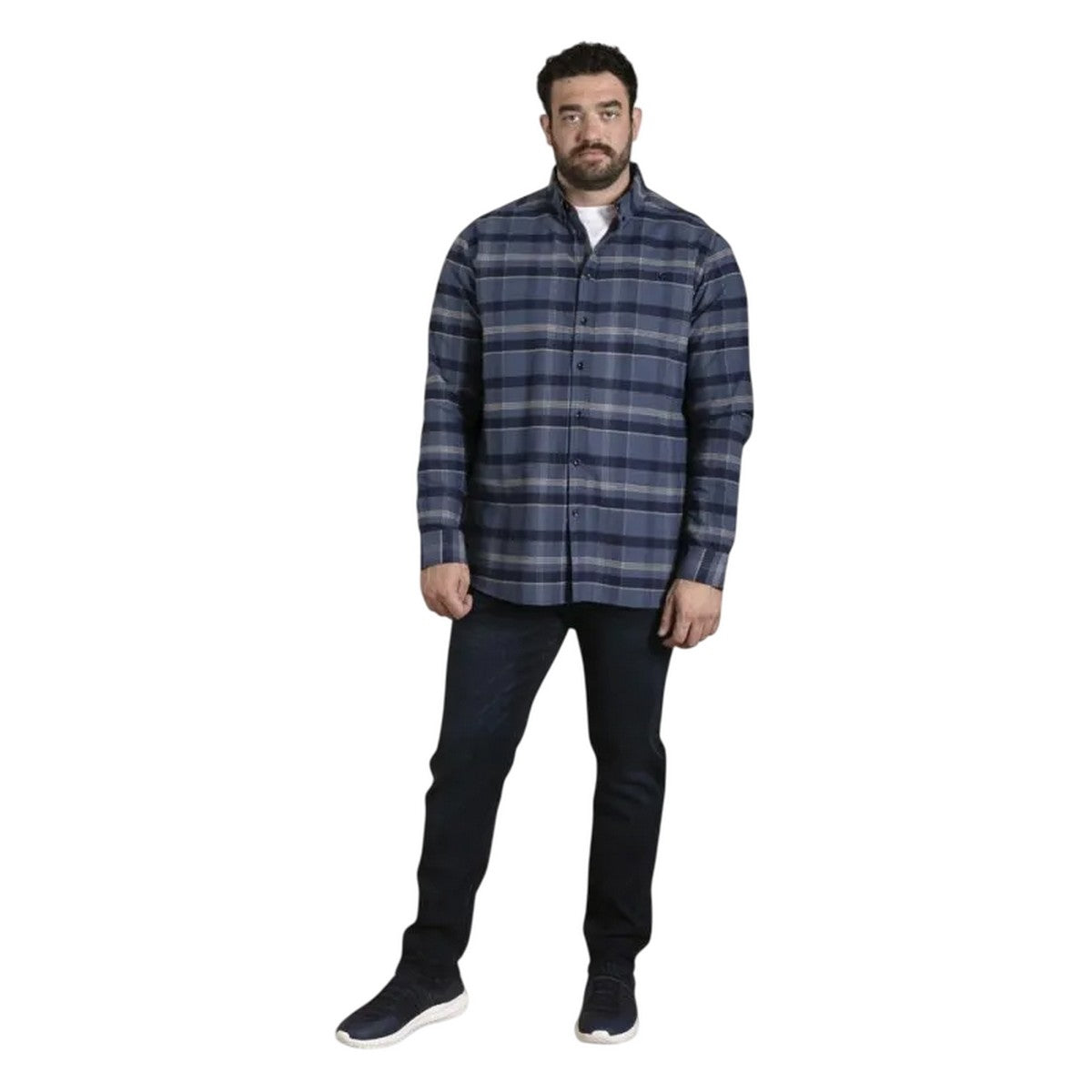 Blue-Navy - Pack Shot - Duke Mens D555 Shrewsbury Checked Kingsize Shirt