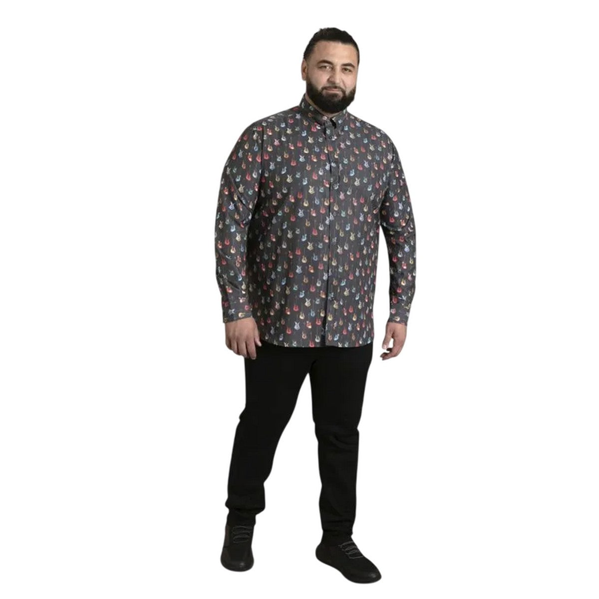 Grey - Lifestyle - Duke Mens D555 Wakefield Guitar Kingsize Shirt
